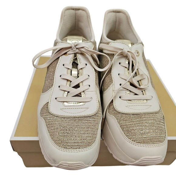 Michael Kors Womens Muse Glitter Gold Mesh Trainer Sneakers 10M - Picture 5 of 14